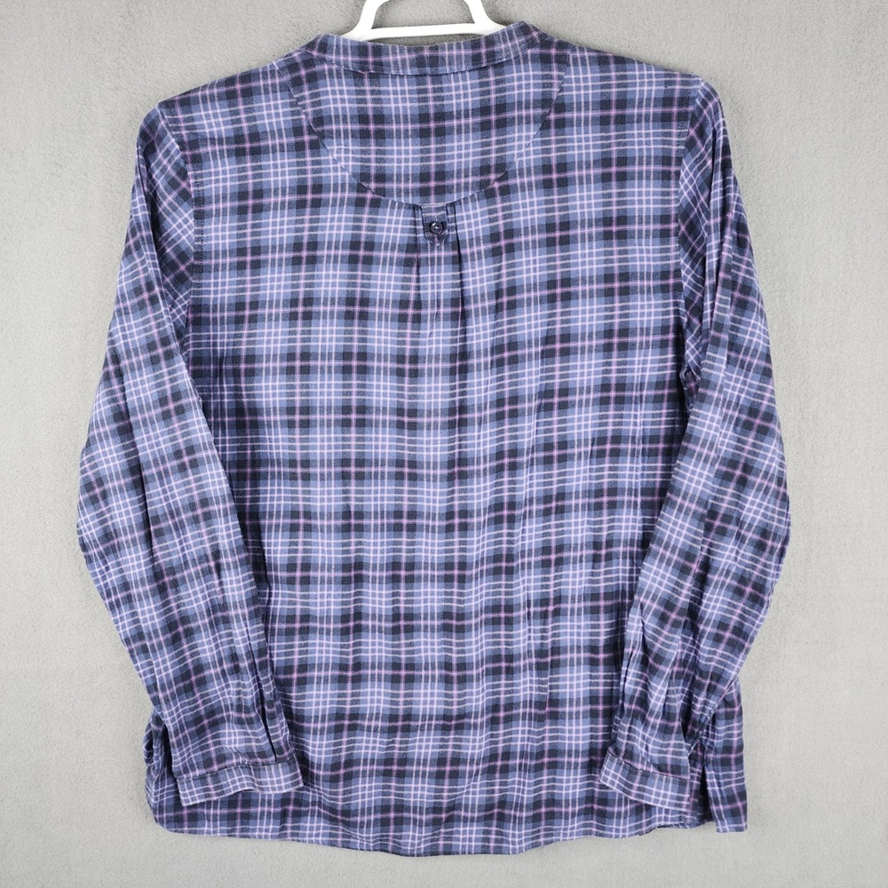 LLBean Womens Plaid Long‎ Sleeve Flannel Shirt L Blue Pink 100% Cotton Vintage - Picture 7 of 13